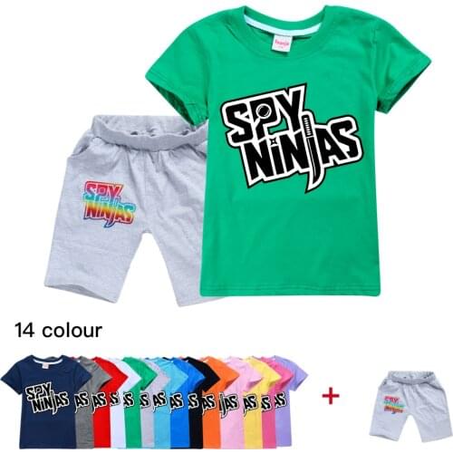 SPY NINJA Childrens Pajamas Short-Sleeved Tshirt + Trousers Sports Set Kids Pyjamas Kids Pajamas Baby Sleepers Sleepwear