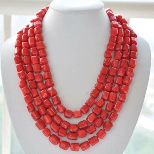 Long 70inch 12x14mm massive red coral NECKLACE AAAA