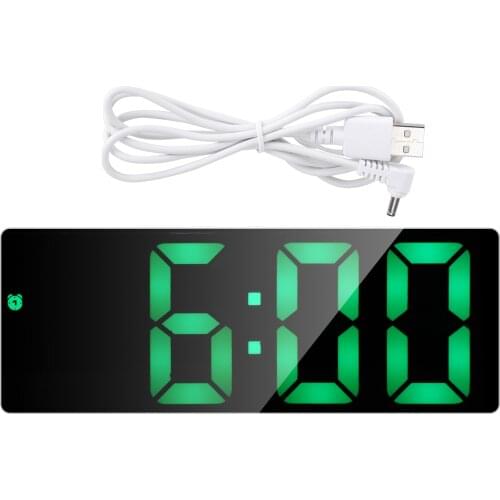 Electronic Digital Clock LED Display Digital Mirror Alarm Clocks Battery Plug-In Dual-Use Powered Beautiful Clocks Table Decor