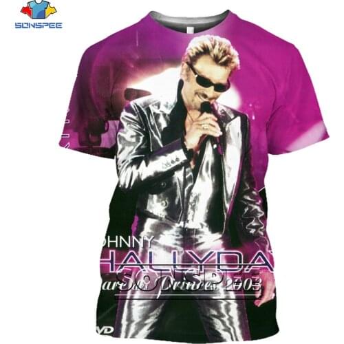 SONSPEE Johnny Hallyday French Elvis Presley 3d T Shirt Short Sleeve Clothes Funny New Rock O-neck Tees Shirt Homme For Boys