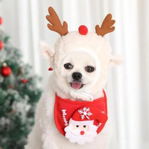 Hot Newest Christmas Dress Up Pet Headdress Saliva Towel Christmas Hat Saliva Towel Dress Up Pet Supplies Fast Delivery