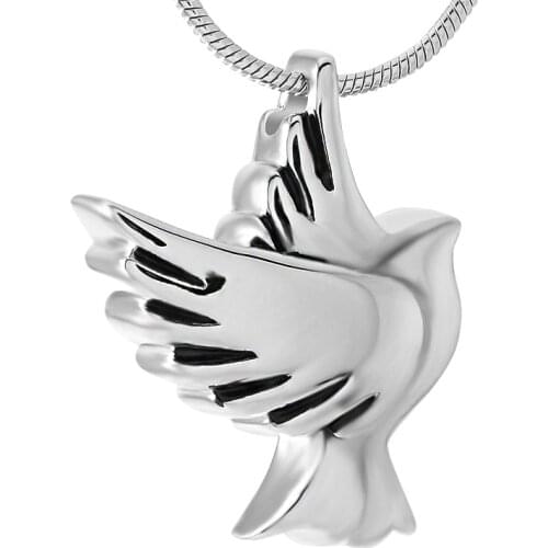 JJ9496 Dove Stainless Steel Keepsake Jewelry For Ashes Of Loved Ones Free Engravaing Memorial Cremation Necklace Pendant
