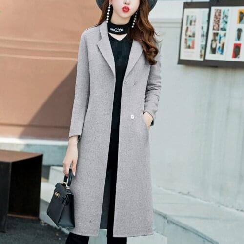 Korean Double Faced Cashmere Overcoat Womens 2021 Spring New Mid Long Fashion Slim Pure Color Maoni Coat