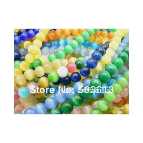 40pcs/lot 10mm Mixed Cat Eye Round Glass Bead Loose DIY Beads gcb1001