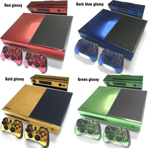 Easy Installation red glossy Skin Sticker for Xbox One Console and 2 Pcs Controller Skins