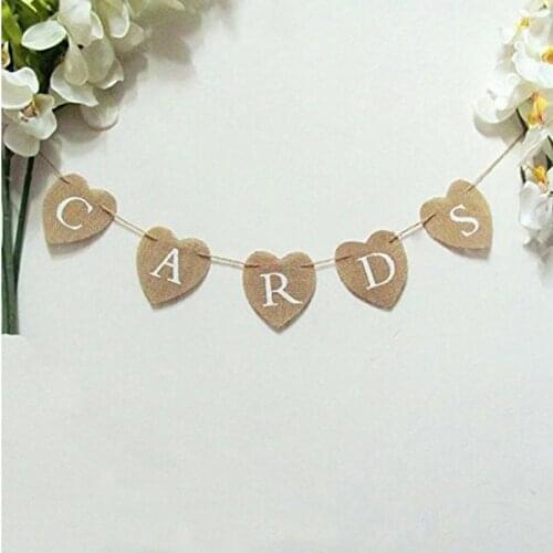 Love Heart Shape Linen Banner Wedding Party Decor Hanging Banner Valentines Wedding Party DIY Decoration Supplies