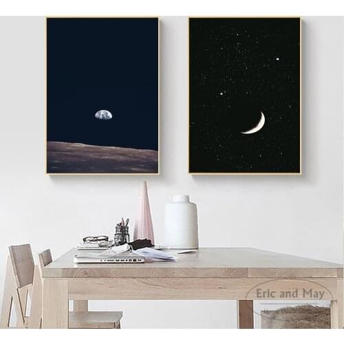 Moon Earth Space Plant View Posters And Prints Canvas Art Decorative Wall Pictures For Living Room Home Decor Unframed Painting