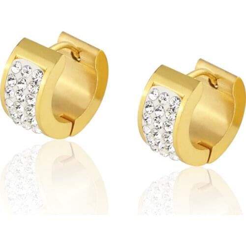 Fashionable And Elegant High Quality Golden Small Round Square Crystal Earrings Womens Earrings Jewelry Wholesale