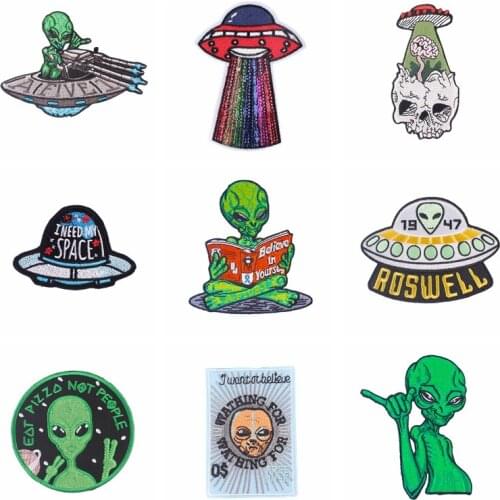 Alien Ufo Clothes Patch For Jacket Stripes on Clothes Iron on Embroidered Patches Patch Fusible For Vetement Accessories Decor