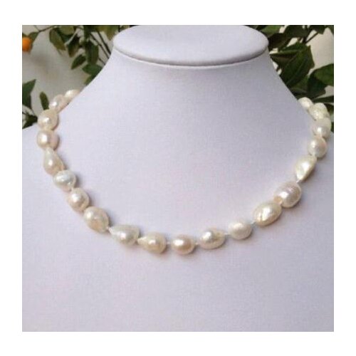 White Irregular Pearl Necklace 9-10mm Natural Freshwater Pearl Jewelry Handmade Fine Jewelry Charming Women Gift Wedding Party