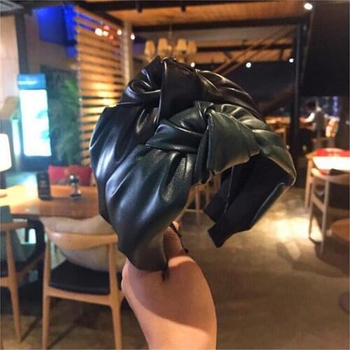 Colorful PU Leather Knot Hairbands For Women Patchwork Headband Hair Accessories Hair Band Flower Crown Headbands Head Wrap