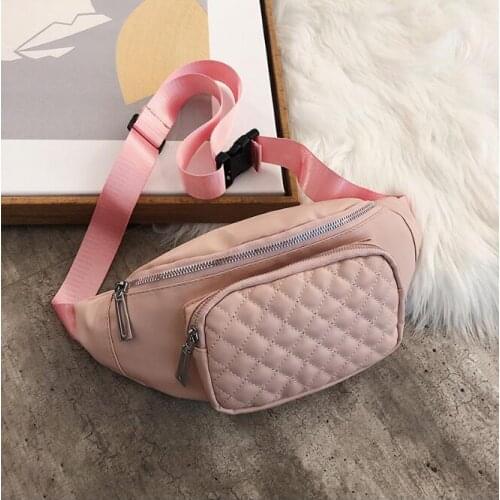 2021 PU Fanny Packs Women Solid Color Fashion Waist Packs Female Phone Purses Ladies Chest Bags