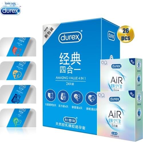 Durex Condoms Amazing Value 4in1 Natural Latex Penis Sleeve Lubricated Contraception Fancy Condoms for Sex Toys Products Shop