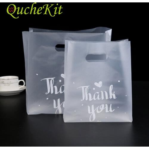 Transparent Plastic Thank you Gift Bags With Handle Christmas Wedding Party Favor Candy Cake Baking Wrapping Shopping Bag