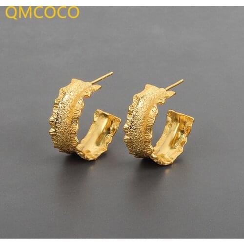 QMCOCO 2021 New 925 Silver Charm Women Trendy Jewelry Simple Retro Party Accessories Gifts Gold Lace Woman Earring