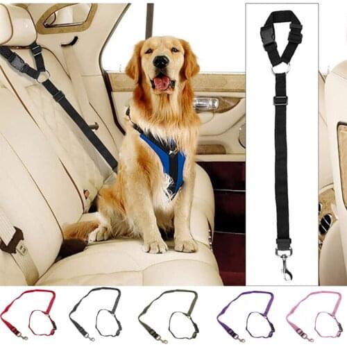 Adjustable Dog Car Seat Belt Puppy Safety Belt Traction Rope Dual-purpose 6 Colors Dog Hauling Rope