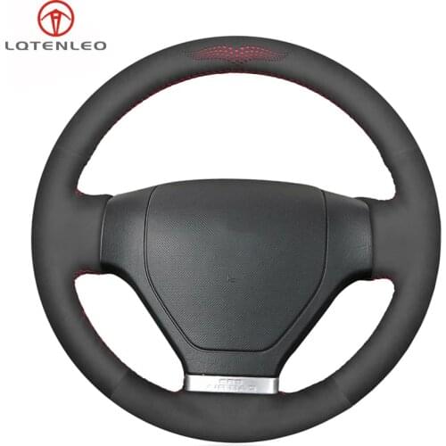 LQTENLEO Black Suede Hand Sewing Car Steering Wheel Cover For Hyundai Coupe 2002 2003 2004 2005 2006 2007 2008 Tiburon 2003-2008