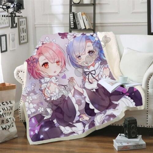Plstar Cosmos Anime girl sexy Re Zero Blanket 3D print Sherpa Blanket on Bed Home Textiles Dreamlike style-3