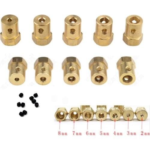 8pcs/lot Hexagon Coupling 12mm Tire Connector Coupling 2mm/3mm/4mm/5mm/6mm/8mm Hex Adapter for RC Cars Connecting Parts