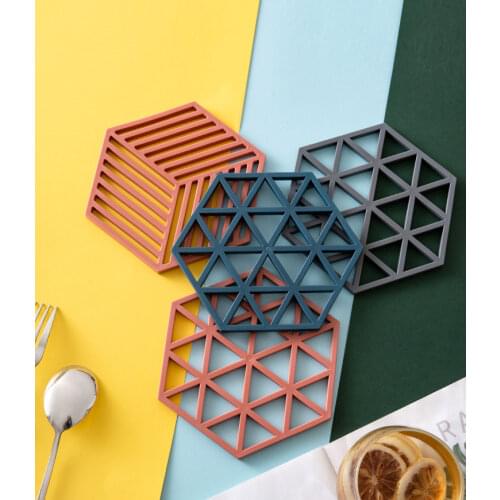 Nordic Silicone Tableware Insulation Mat Hexagon Table Mat Anti-Slip Tea Coaster Anti Scalding Bowl Pad Placemat Kitchen Tools