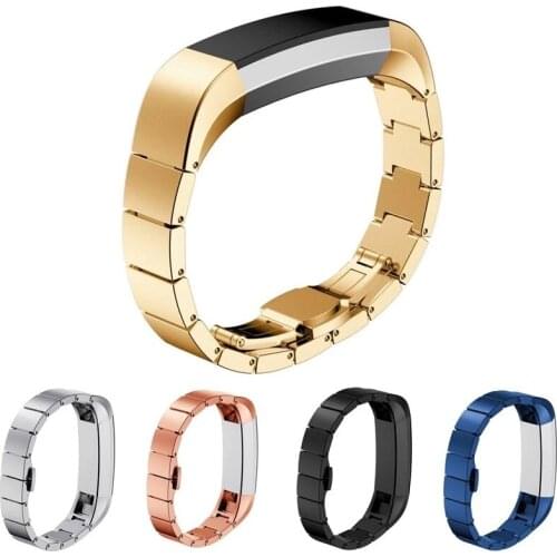 Stainless Steel Replacement Smart Watch Band Wrist Strap Bracelet with Butterfly Buckle Clasp for Fitbit Alta / Fitbit Alta HR