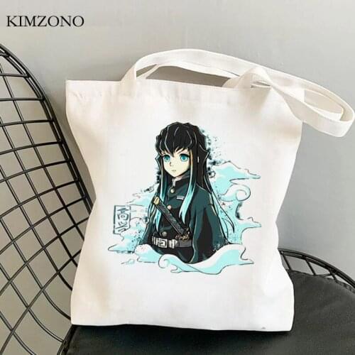 Demon Slayer Kimetsu No Yaiba shopping bag cotton handbag shopper bolsas de tela bag bolsas ecologicas cloth sac toile