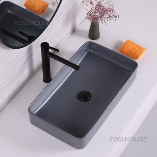 Light Luxury Color Washbasin Ceramic Bathroom Sinks Nordic Art Basin Faucet Mirror Bathroom Washbasins Washing Sinks Hand Basin