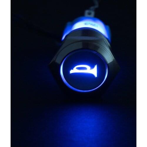 16mm 5/8" 12V LED Power Light Momentary Push Horn Button Metal Switch Push Button Car Latch Speaker Bell Horn