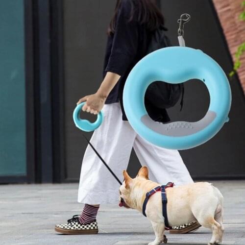 Led Pet Automatic Retractable Traction Rope Fashion Ring-Shaped Dog Tractor with Rechargeable LED Light Walking Dog Belt Leash