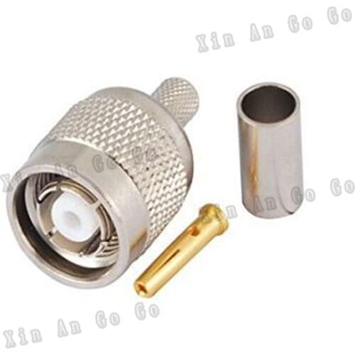 TNC male crimp RF connector RP-TNC male Jack Crimp for RG58 RG142 LMR195 coaxial cable fast ship
