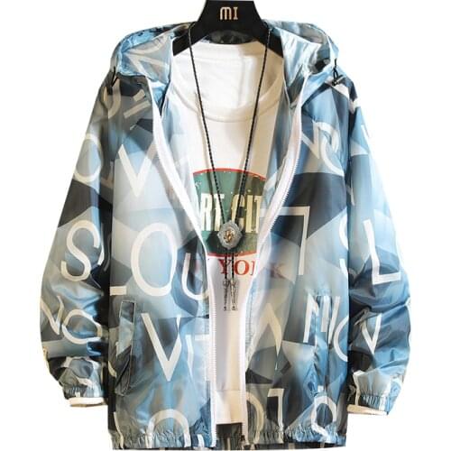 2021 New Windbreaker Jacket Men Spring Autumn Outdoor Hooded Jacket Mens Windbreaker Letter Zipper Thin Jacket