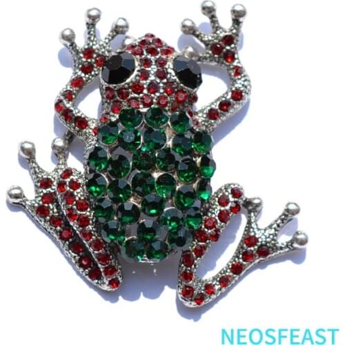 Vintage Rhinestone Frog Brooch Green Color Women Crystal Pin Ladies Alloy Corsage Coats Party Gift Classic Jewelry Coat Garments