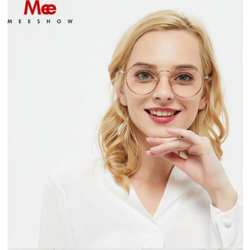MEESHOW Plastic Titanium TR90 Glasses Frame Women Clear Eye Glasses Oversize Prescription Myopia Glasses Round Spectacle Frame