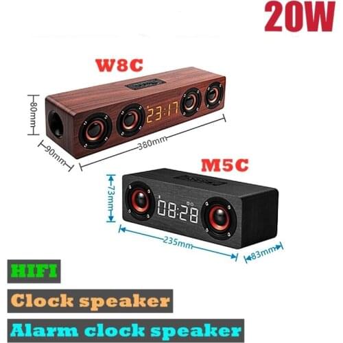 20W high power home theater wooden sound bar TV bluetooth speaker HIFI stereo subwoofer LED display outdoor speaker and FM radio