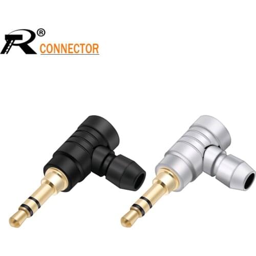 1PC Jack 3.5mm 3 Pole Stereo Audio Right Angle Barss Plug Jack Cable Solder Adapter Connector