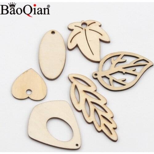 10pcs/lot Natural Wooden Scrapbook Wooden Leaf Shape Home Decoration Crafts Diy Handmade Holiday Party Accessories