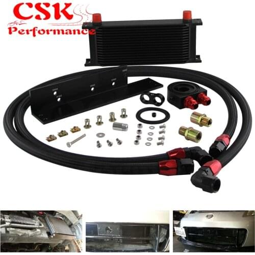 16 Row Bolt On Oil Cooler Kit Fits For Nissan Fairlady 03-08 350Z VQ35 / 2009-2014 370Z VQ37 Silver/Black