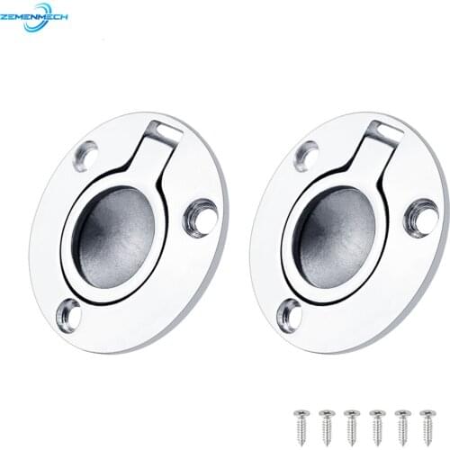 2PCS 51mm Boat Accessories 316 Stainless Steel Round Flush Mount Lift Ring Deck Hatch Latch Pull Lift Handle Pull Ring Hardware