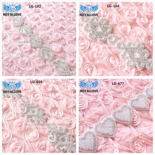 4 Yards Wholesale Flower Rhinestone appliques by the yard Rhinestone applique belt for Garment fashion decoration Headband Trims
