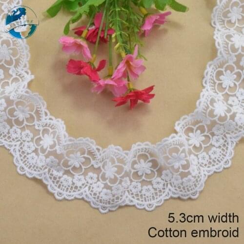5.3cm wide cotton embroidery lace sewing ribbon guipure trim wedding decoration DIY dolls colthes Accessories lace edge#4055