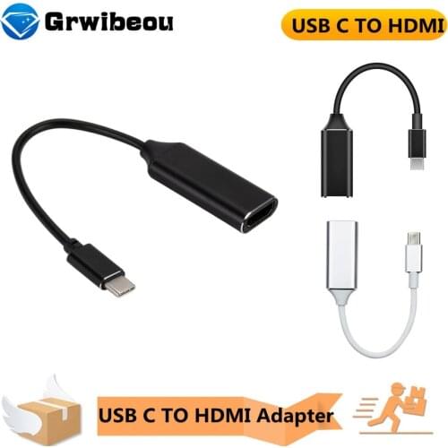 Grwibeou USB C to HDMI Adapter 4K 30Hz Cable Type C HDMI for MacBook Samsung Galaxy S10 Huawei Mate P20 Pro USB-C HDMI Adapter