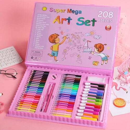 208 pieces of painting Crayon Oil Pastel Painting drawing pencil set stationery art supplies student art tools Child gift