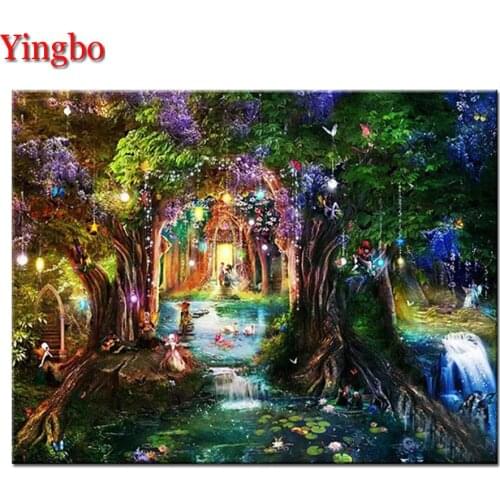 Fantasy forest butterfly landscape 5D diy diamond painting cross stitch diamond embroidery bead mosaicpicture full square drill