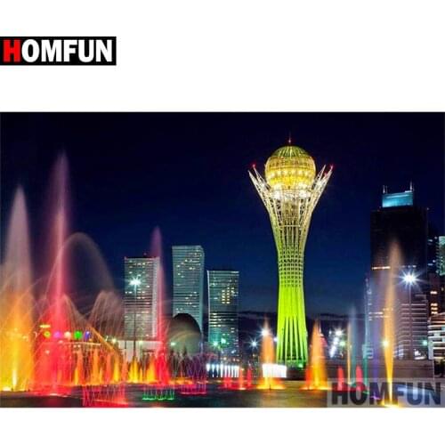 HOMFUN Full Square/Round Drill 5D DIY Diamond Painting "night view" 3D Embroidery Cross Stitch 5D Home Decor Gift A17420