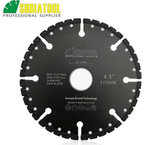 SHDIATOOL 1pc 115mm Vacuum Brazed Diamond Blade for All Purpose For stone iron steel 4.5" Demolition Blade