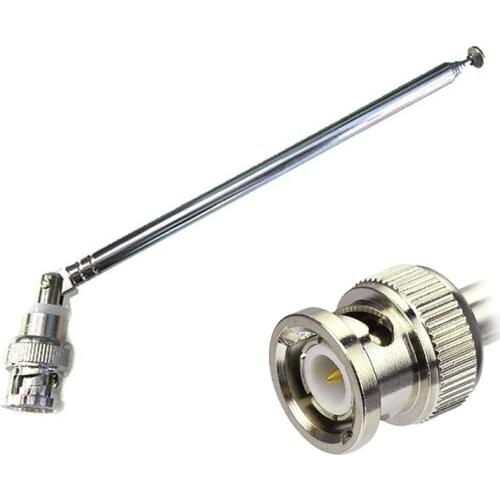 1PC Stainless Steel FM Radio Antenna BNC Connector Telescopic Aerial 62cm