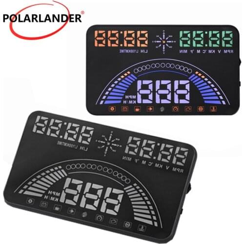 Car HUD display Smart 5.8" HDDigital Voltage Ometer Overspeed alarm Windshield Projector Head up display S7 OBD+GPS System