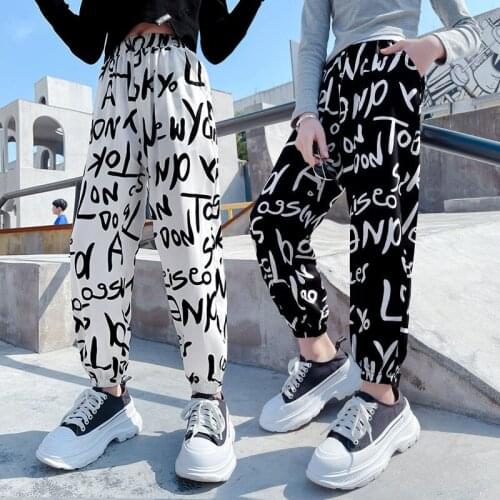 Pants For Girls Casual Style Girl Anti-Mosquito Pants Kids Fashion Letters Ankle Trousers 5 7 9 10 11 13 14Years Teenage Clothes