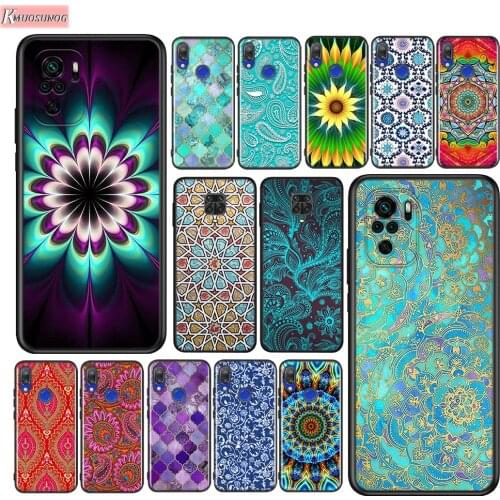 Sapphire Jade Stained Glass Mandalas Silicone Cover For Xiaomi Redmi Note 10 10S 9 9S Pro Max 9T 8T 8 7 6 5 Pro 5A Phone Case