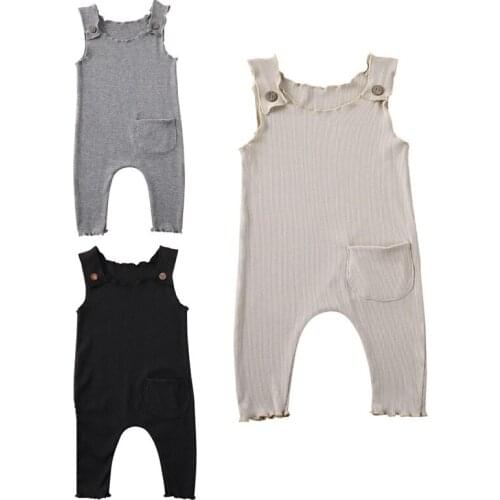 Baby Romper 2020 Summer Newborn Baby Boy Girl Solid Sleeveless Romper Jumpsuit Outfit Clothes 0-18M